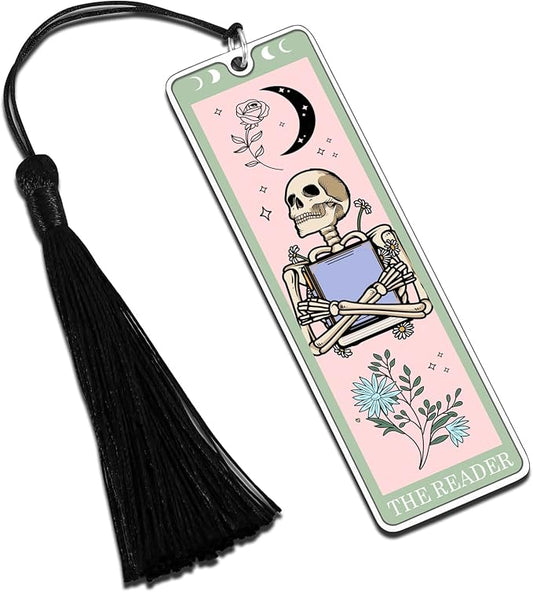 Boo Basket Stuffers for Women Him Funny Bookmarks for Women Kids Halloween Bookmarks Gifts for Adults Spooky Basket Stuffers for Women Funny Skeleton Tarot Bookmark Halloween Spooky Gifts for Women