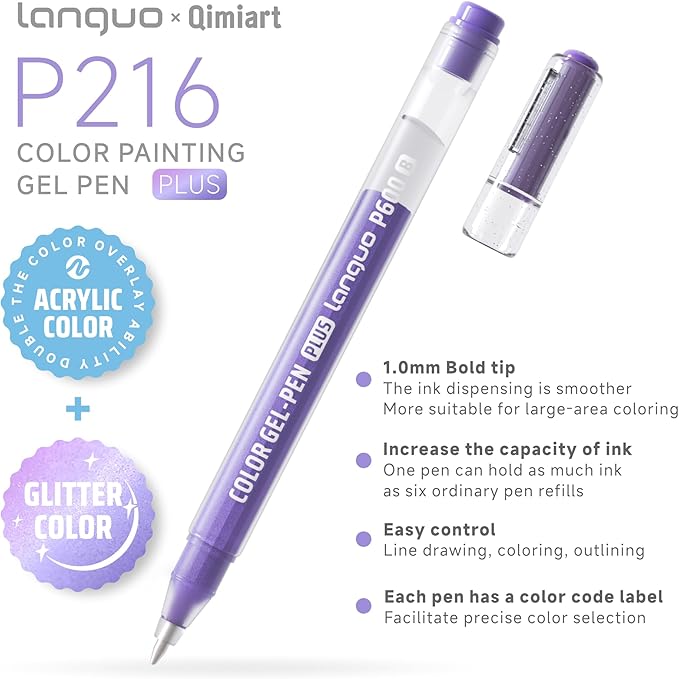 216 Colors Gel Pens for Coloring, Glitter Gel Pens Set with Travel Case, 1.0mm Gel Pens for Adult Coloring Books Drawing Doodling Journaling, Art Supplies and DIY Crafts