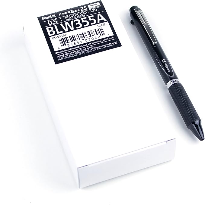 Pentel EnerGel 2S Multi-Function, 2-Ink + Pencil, (0.5mm) Fine Line, Black Barrel - BLW355A