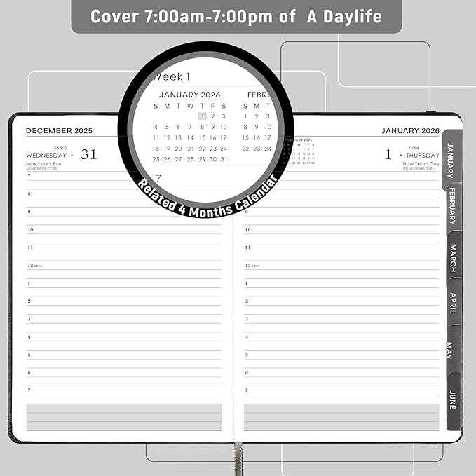 2026 Appointment Book & Planner - January 2026 - December 2026, Daily Hourly Planner, 5.75" X 8.25", 60-Minute Interval, Faux Soft Leather Cover, Premium Paper, Academic Calendar, Pen Holder, Inner Pocket