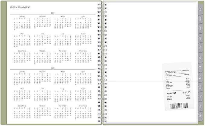 Blue Sky 2027 Weekly and Monthly Planner Calendar, Includes January 2027 - December 2027, 8.5" x 11", Flexible Cover, Wirebound, Laminated Tabs, Storage Pocket, Enterprise Sage Green