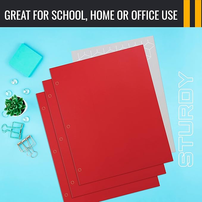 Better Office Products Two Pocket Portfolio Folders, 50-Pack, RED, Letter Size Paper Folders, 50 Pieces, Red