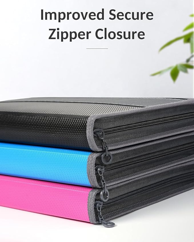 Sooez Accordion File Organizer with Safe Zipper, 12 Pocket Expanding File Folder with Front Pencil Pouch, Portable Monthly Paper Bill Tax Receipt Organizer, School Office Supplies, Letter Size, Pink