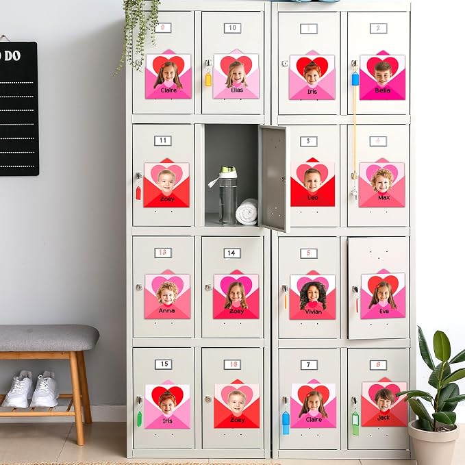 60pcs Valentine's Day Theme DIY Cutouts Heart Envelope Bulletin Board Decoration Set Envelope Paper Cut-Outs Classroom Decor for Valentines Classroom DIY Photo Craft Party School Wall Door Supplies