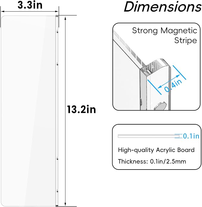 2Pcs Magnetic Monitor Memo Board, Acrylic Message Reminder Board for Moniter Side, Office Desk Accessories for Women Men, Computer Sticky Note Holder Home Office Memo Holder, Clear, XL