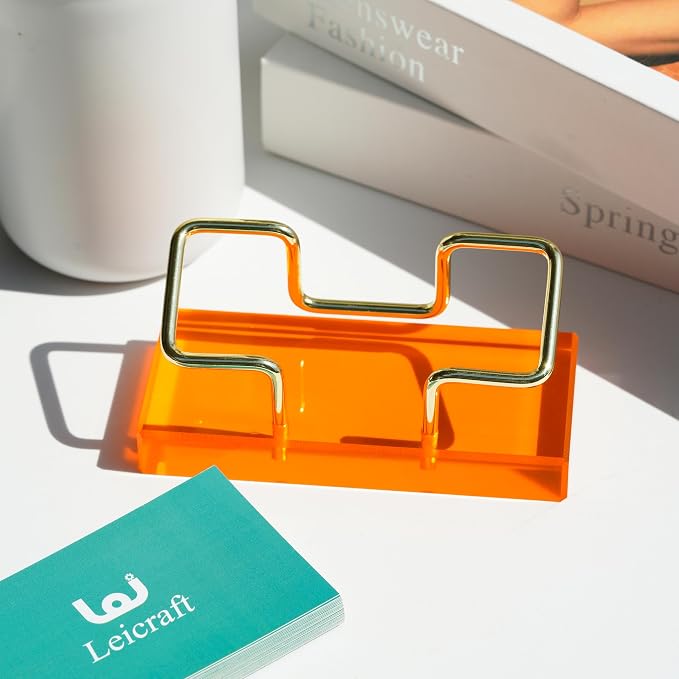 Business Card Holder for Desk, Modern Card Organizers and Office Desk Accessories for Men and Women (Blue & Golden)