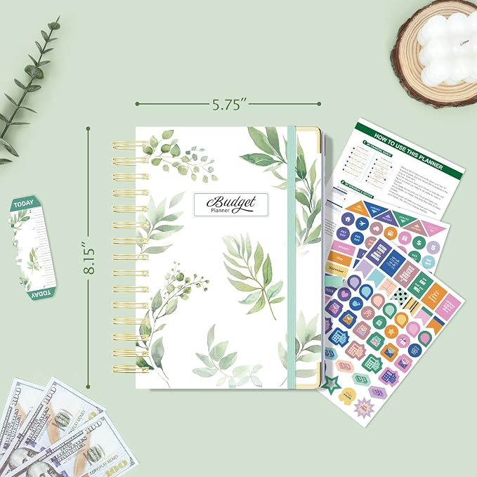 Ospelelf Budget Planner Budget Book with Bill Organizer and Expense Tracker 12 Month Undated Account Book to Take Control of Your Money Laef