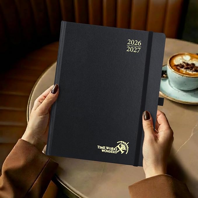 POPRUN Monthly Planner 2026-2027, Large Size-8.5" x 10.5", 18 Month Calendar Book (Jul 2026 - Dec 2027), Academic Calendar Planner with Tabs, Inner Pocket, Hard Cover, 100GSM Paper - Burgundy
