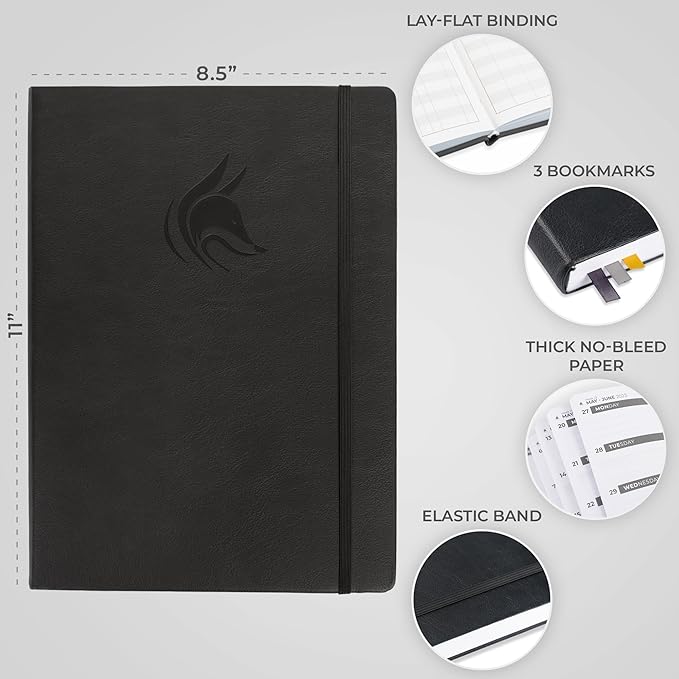 Clever Fox Planner PRO Dated (Jan 2026–Jan 2027) Weekly & Monthly Life Planner to Increase Productivity, Time Management and Hit Your Goals – Organizer, Gratitude Journal – A4 Size (Black)