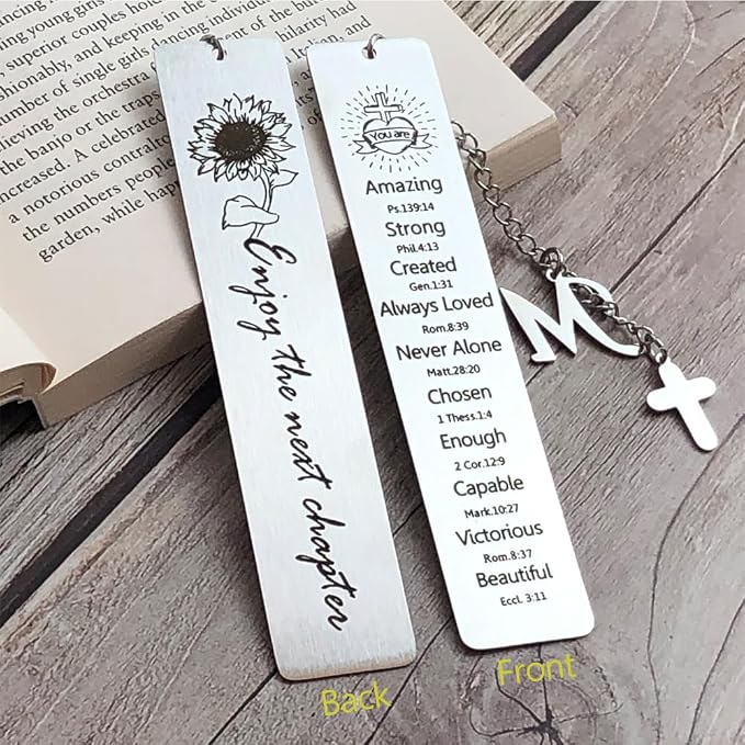 Bible Bookmark for Women Book Lovers Sister Christian Book Marker Gifts for Reader Teens Girls Baptism Birthday Christmas Gift for Coworker Students Bookish Easter Gifts (Silver-M)