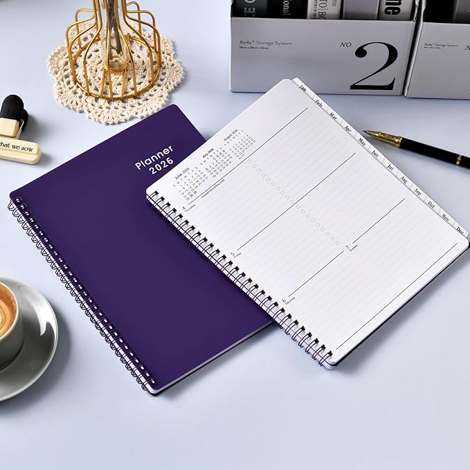 Planner 2026-2027 - 2026 Calendar Planner, Jan. 2026 - Dec. 2026, 8”× 10”, 2026 Weekly & Monthly Planners with Printed Monthly Tabs, Strong Twin-Wire Binding, Waterproof cover