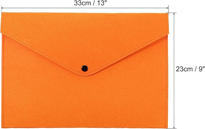 PATIKIL File Bag Felt Folder 2 Pack A4 Envelope Document Storage Pouch Organizer for Office Business, Orange Pink