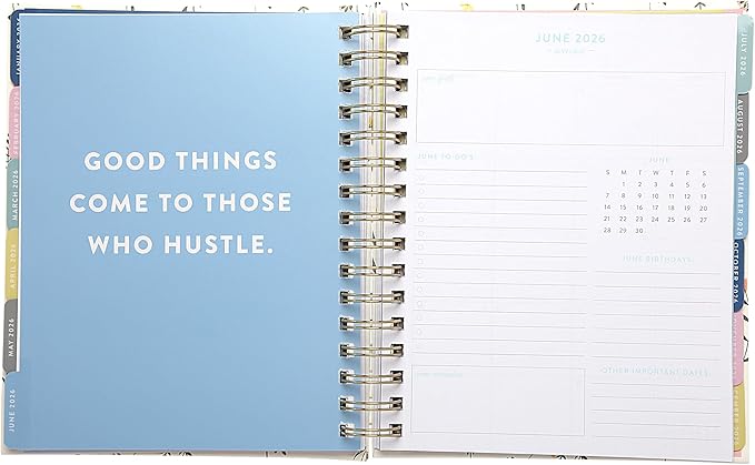 WORLD TRAVELER 2026 Planner Weekly and Monthly - 7'' x 8.75'' Hard Cover January December Spiral Daily Planner 2026 To Do List, Size 7X8.75, White Wild Flower
