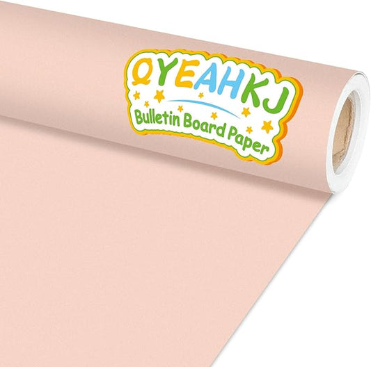 Qyeahkj Pink Bulletin Board Paper Roll Girl Blush Pink Bulletin Board Background Paper Fade Resistant Classroom Decoration Poster Art Craft Home Wall Education Decoration Supplies 17.7in x 20ft