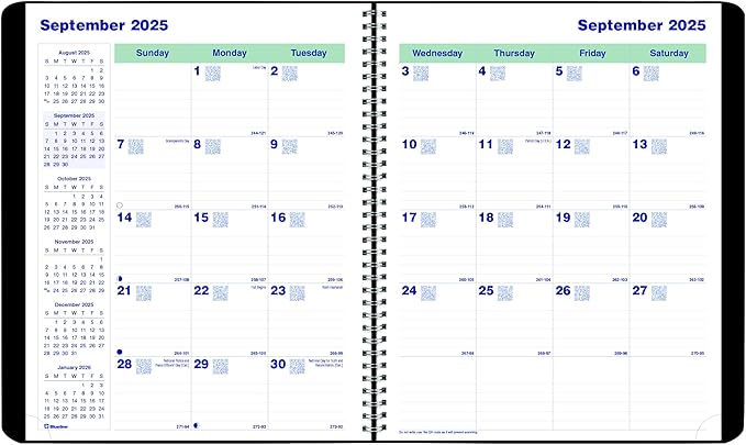 Blueline® 2026 Plan & Link™ Essential Monthly Planner, 16 Months, September 2025 to December 2026, Twin-Wire Binding, 9.25" x 7.25", Black (C1200.81T-26)