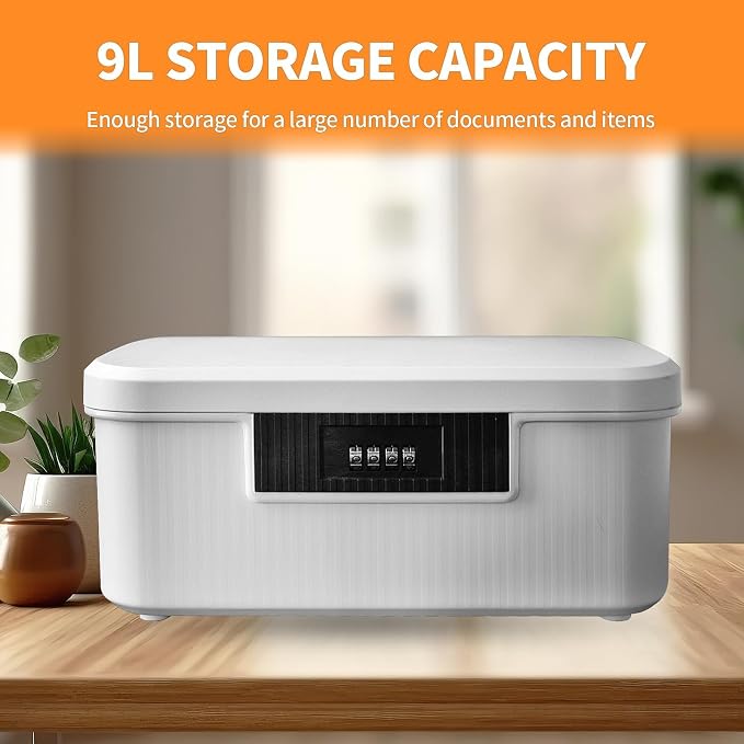 Saim Lockable Storage Box, 2.3 Gallon/9 Liter Combination Lock Box, Medicine Case Container for Personal Private Items, Medicines, Food, Snacks, Locking Cell Phone Smart Device Jail (White)