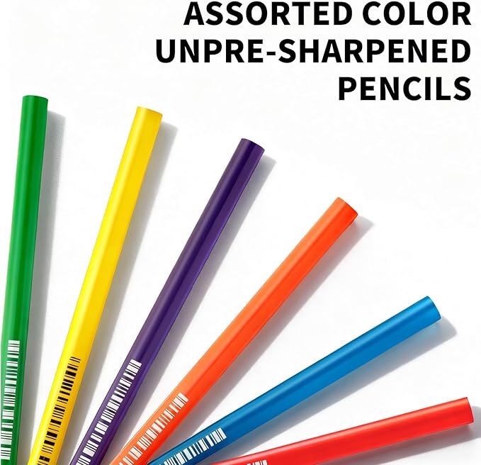 M&G Lumen Series 24 Pack HB Triangular Wood-Cased Pencils, Unsharpened with Multi-Color Erasers, Smooth Writing Break-Resistant Core, 6 Solid Bright Colors for School Office Classroom Supplies