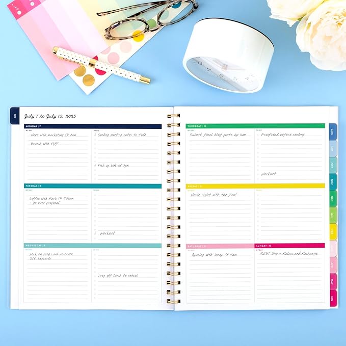 AT-A-GLANCE Planner 2025-2026 Academic, Simplified by Emily Ley, Weekly & Monthly, 8-1/2" x 11", Large, Monthly Tabs, Flexible Cover, Customizable, Lilac Plaid (EL39-901A)