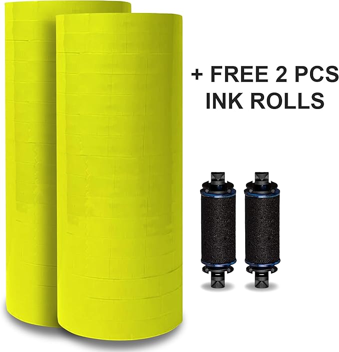 Yellow Pricing Labels for Monarch Price Labeler, 2 Sleeves, 32 Rolls