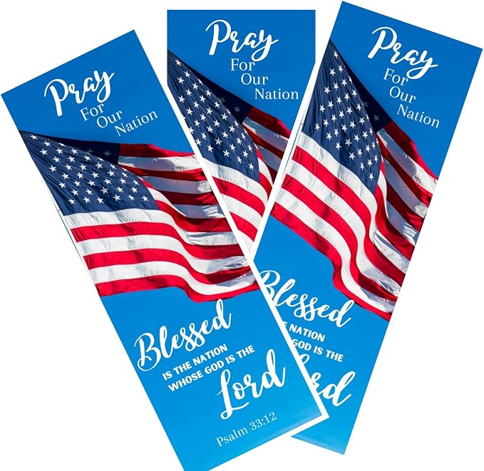 100 Pray for Our Nation Patriotic Bible Verse Bookmarks – Made in USA | Psalm 33:12 | Veterans & Military Gifts