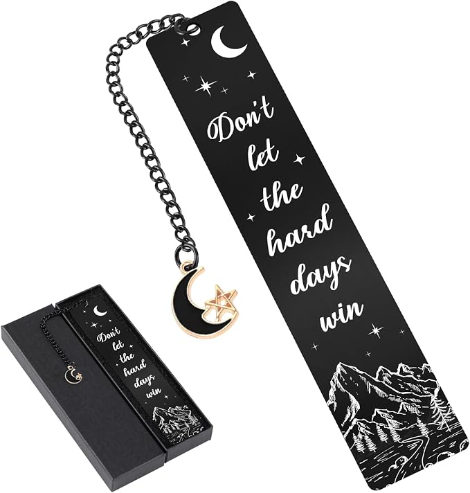 Acotar Metal Bookmark Gifts - Fantasy Book Mark for Reading Women Black Charm Moon Mountains Page Markers for Kids Book Lovers Bookish Readers Students Teachers School Birthday Accessories