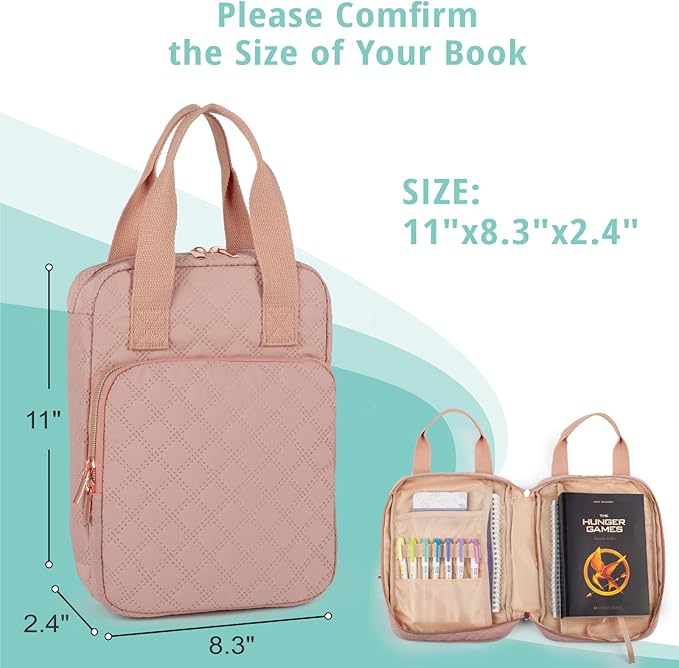 Bible Cover for Women, Bible Case with Handles,Carrying Bible Bag Scripture Case Church Bag Bible Protective with a Zippered Front Pocket & Back Pocket