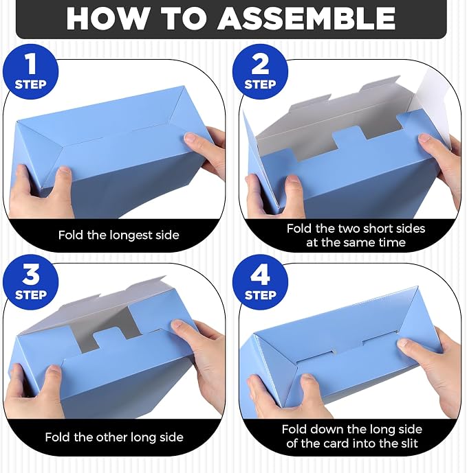 Jutom 48 Sets Magazine File Holders Foldable Cardboard Magazine Holder with White Label Stickers Desktop File Storage Box for Office Home Classroom Desk Document Organization(Blue)
