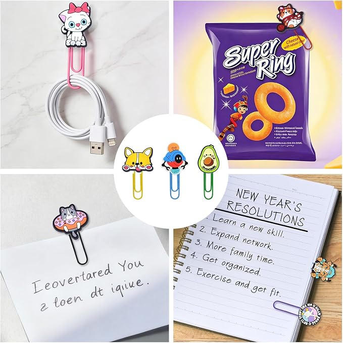 Cute Paper Clips, 80Pcs Random Paper Clips Bulk Colorful Fancy Metal Paperclips Funny Desk Decoration Bookmarks Clamp Cool Book Binder Clip Planner Clip for Paperwork Office Supplies Book Club Gifts