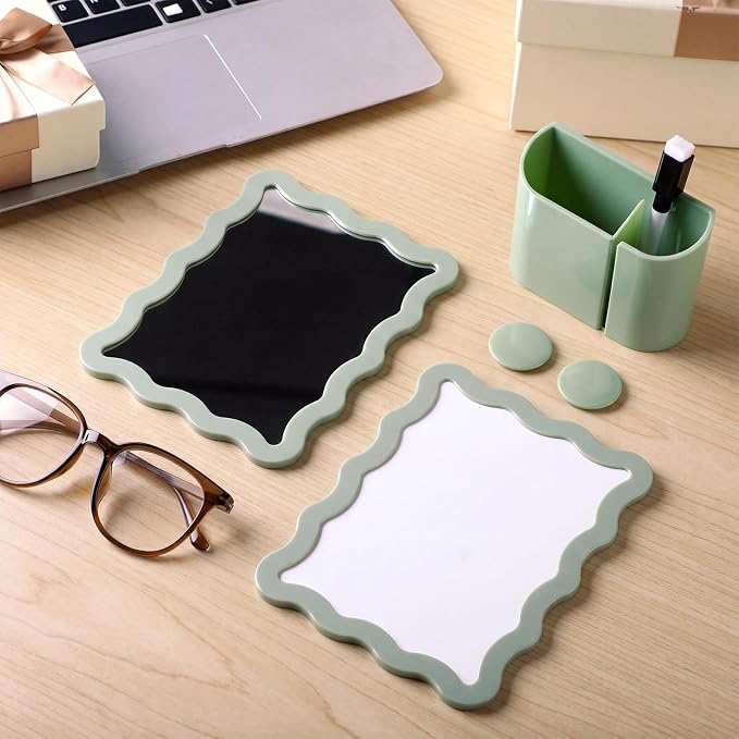 Jingmore Scalloped Magnetic Locker Accessories Kit Sage Green Back to School Essentials 6 Pieces Includes Whiteboard Mirror and Organizing Supplies Cute Locker Organizer Decoration for School