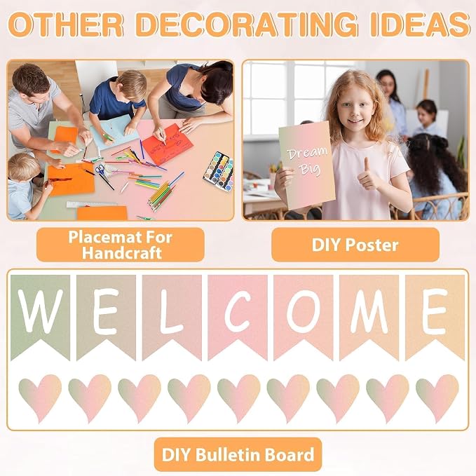 Qyeahkj Boho Bulletin Board Paper Roll Pink Bulletin Board Background Paper Fade Resistant Poster for Art Craft Classroom Supplies17.7in x 20ft