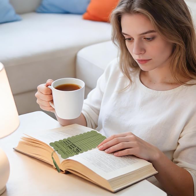 50 PCS Reading List Bookmarks Book Tracker with 50 Bookmark Tassels, 3 x 8 Inch Morandi Library Card Reading Log Bookmark for Teachers Women Book Lovers