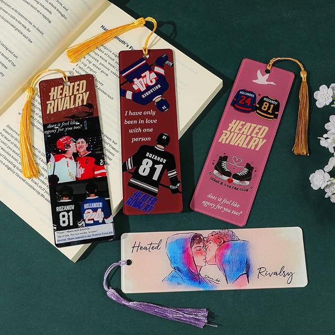 Heated Rivalry Inspired Bookmark Merch Stuff, Ilya Rozanov 81 Shane Hollander 24 Acrylic Bookmarks Gifts Accessories Merchandise for Fans Women Men Easter Birthday Book Lovers (4pcs Style D)