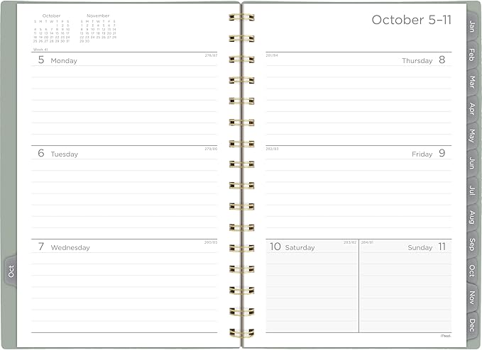 Mead 2027 Planner, Weekly & Monthly, 15-Month Oct-Dec, 5.5" x 8.5", Soft Grass (1806-200-27)