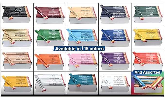 Pencil Guy Promotional Personalized Imprinted Light Blue Round Pencils 144 to a box. 19 color(s) to choose from!