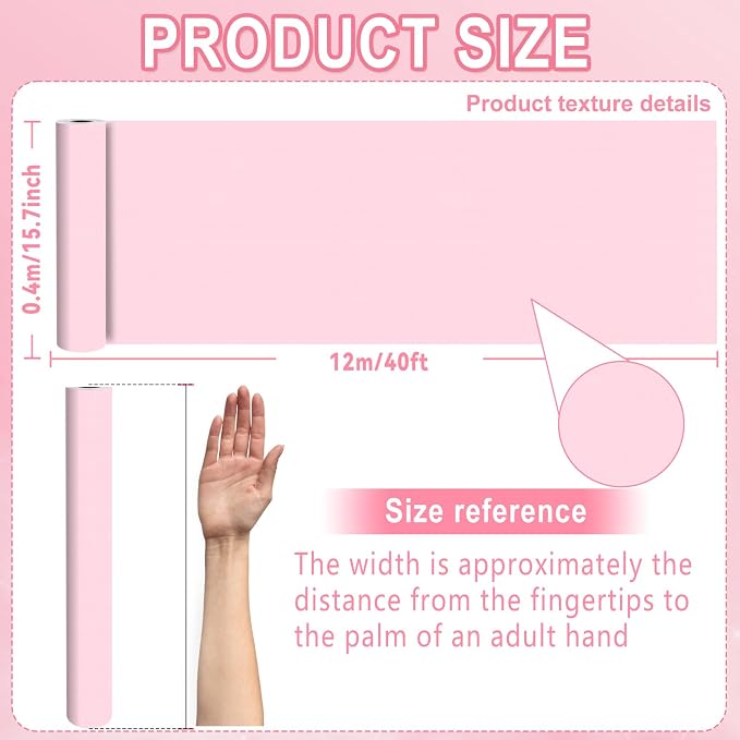 Pink Bulletin Board Roll Reusable Waterproof Erasable Pastel Pink Non-Woven Fabric Bulletin Board Roll Wrinkle Resistant Background Poster for Home Classroom Decor Wrapping DIY Crafts 15.7" x 40ft