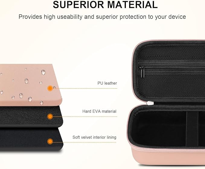 Elonbo Carrying Case for NIIMBOT B1 Label Maker Machine, Portable Mini Wireless Bluetooth Label Printer Travel Bag, Small Handheld Labeler Storage Holder, Mesh Pocket Fits Label Paper, Rose Gold
