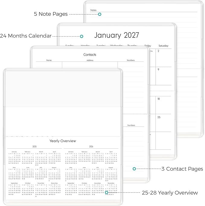 Pocket Calendar 2026-2027 for Purse, 2026-2027 Pocket Planner 24 Months with Soft Waterproof Cover and Premium Paper, 6.5" x 3.5", Beach