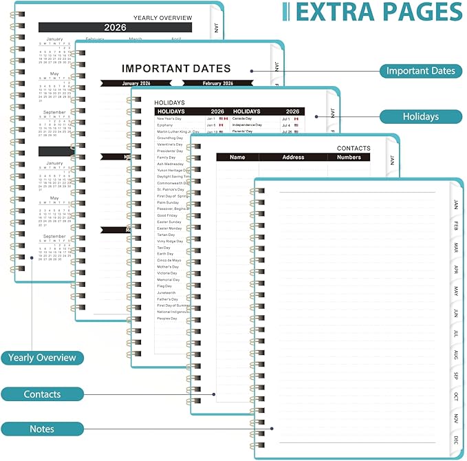 2026 Planner, Weekly and Monthly Calendar Planning Agenda, Jan 2026 - Dec 2026, Academic Planner Book, Desk Accessories and Office Supplies for women & men - A5 (6.3'' x 8.5'')