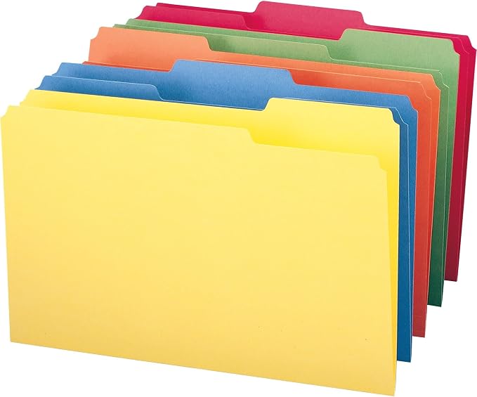 Smead Colored File Folder, 1/3-Cut Tab, Legal Size, Assorted Colors, 100 per Box (16943)