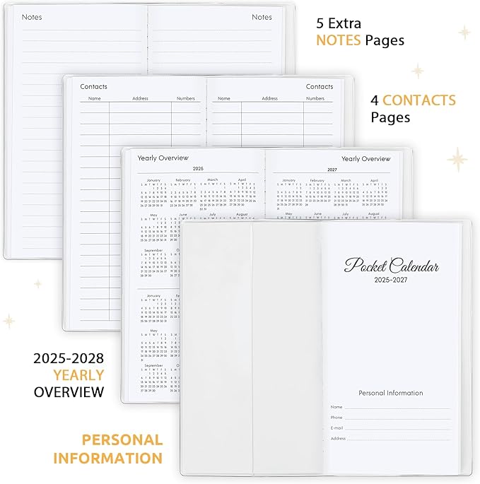 Pocket Calendar 2025-2027, Monthly Purse Planner (6.7" x 3.7") Runs from July 2025 to December 2027, Solid Blue Pocket Calendar with PVC Cover for Planning, Organizing, and Office Use