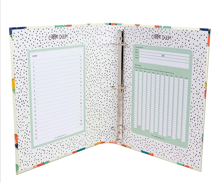 Pukka Pad, Carpe Diem Preloaded Rollbound Ringbinder – 12.4 x 10.8in – Includes Index, Personal Details, and Planner Pages – Comes Preloaded with 5-Part Dividers – Standard 3-Ring Mechanism - Hearts