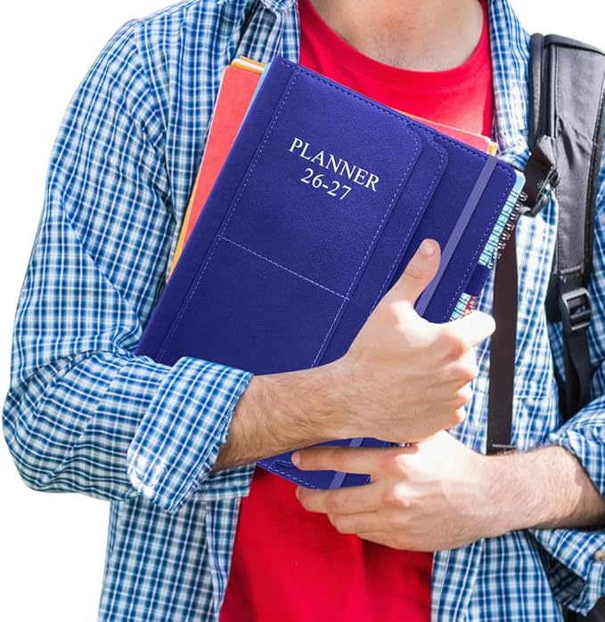 2026-2027 Planner - Weekly & Monthly Planner Runs from July 2026 to Dec 2027, 5.8" x 8.25", 18 Months Planners, 14 Notes Pages, Inner Pocket, PU Leather Hard Cover, Blue Monthly Planners 2026-2027