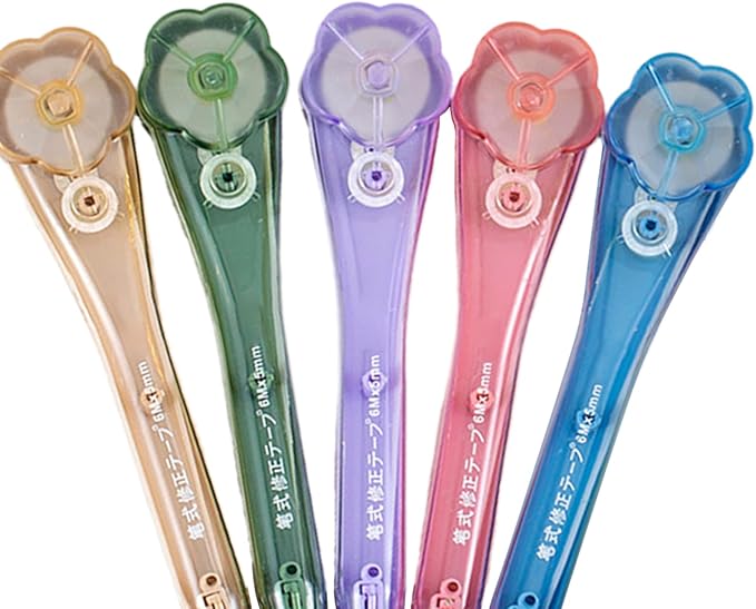 White Correction Tape | Flower Shape Stationery,Corrector Tape Roller Pen,for Teachers Home Office Writers Journalists Test Taking Journaling Crafting Studying Exam School