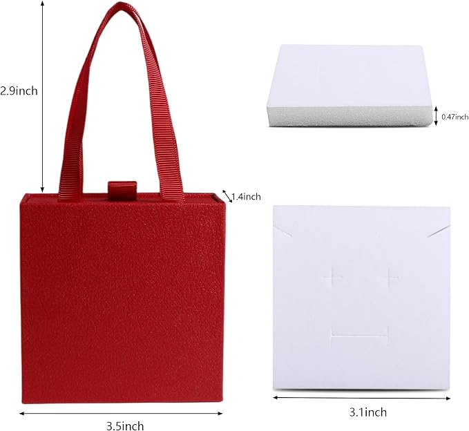 40 pcs paper boxes 9 x 9 x 3.5 cm, red luxury gift storage, jewelry gift storage box for earrings necklaces bracelets rings
