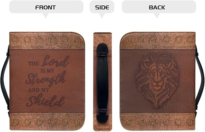Lion Bible Covers for Women Waterproof Bible Organizer Bag for Man with Handle Portable Bible Holder Case Large Size Durable Bible Protector