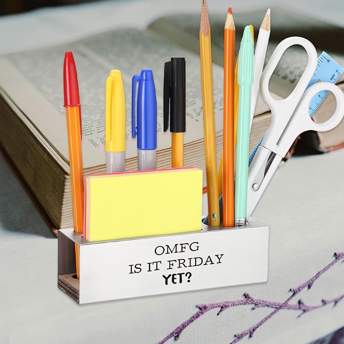 Funny Office for Women, OMFG IS IT FRIDAY YET, Workweek Humor Gift for Coworkers Employees, Sarcastic Workplace Desk for Office, Stationary Supplies Pencil Holder for Desk SD285
