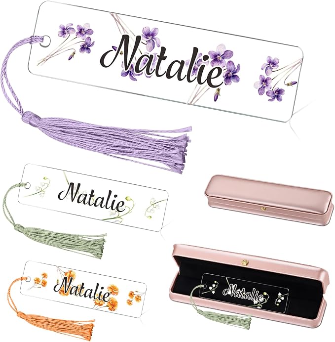 Personalized Bookmarks for Women Book Lover Birth Flower Birthday Customized Gifts for Reading Her Daughter Friends (Acrylic #3)