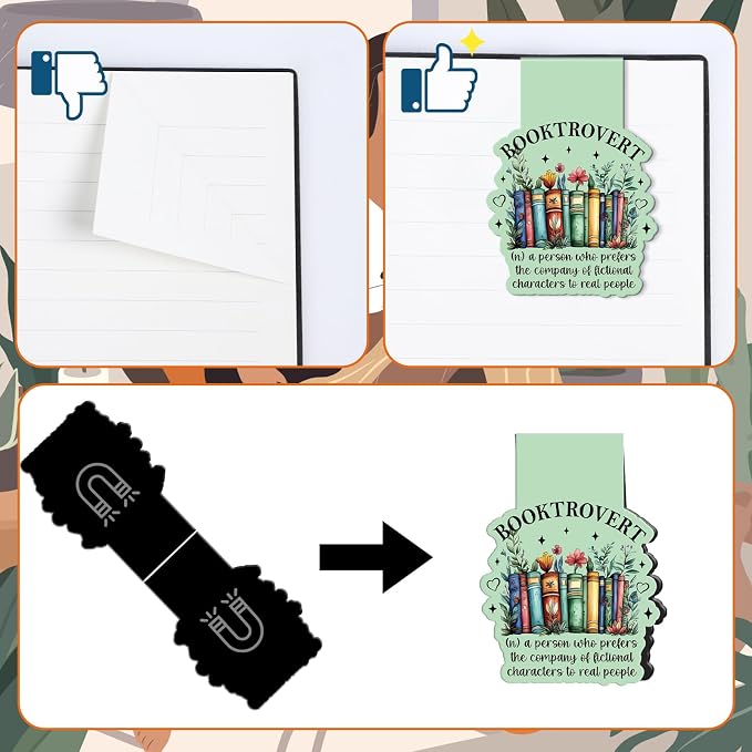 Book Lovers Magnetic Bookmark Gifts - Wxiben 8 Pcs Funny Bookmarks Magnetic for Women Bookworm Book Mark Magnets Page Markers Clip for Women Men Reading Students Teachers Librarian Supplies