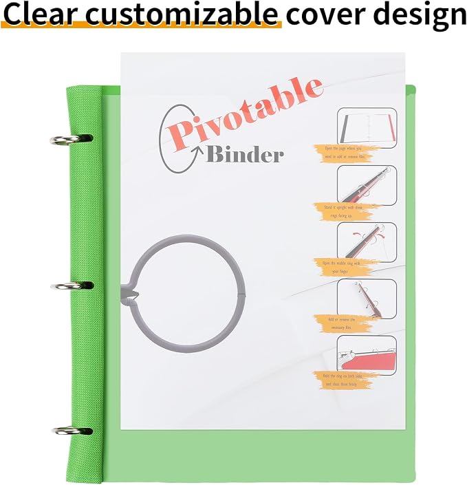 360° Pivotable Project Organizer Binder, 2 Pack Upgraded 3 Ring Binder with Colored Tab Dividers with Pockets, Customizable Cover Multi Pocket Folder Binder for Home, School, Office- Blue