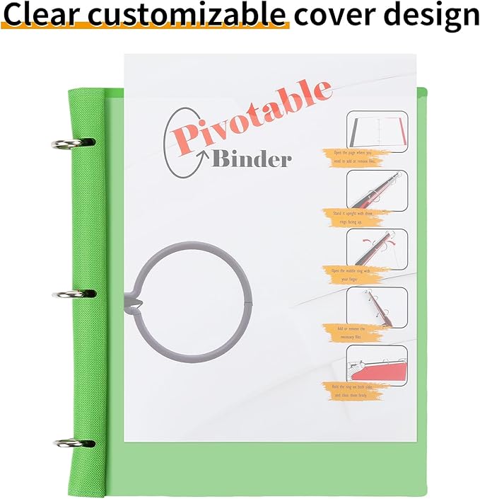 360 Pivotable Project Organizer, 2 Pack 3 Ring Binder with Colored Tab Dividers with Pockets, Customizable Front Cover Multi Pocket Folder for Home, School, Office - Red